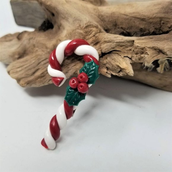 Vintage Snowman & Candy Cane Pins Brooch Holiday - Picture 4 of 10